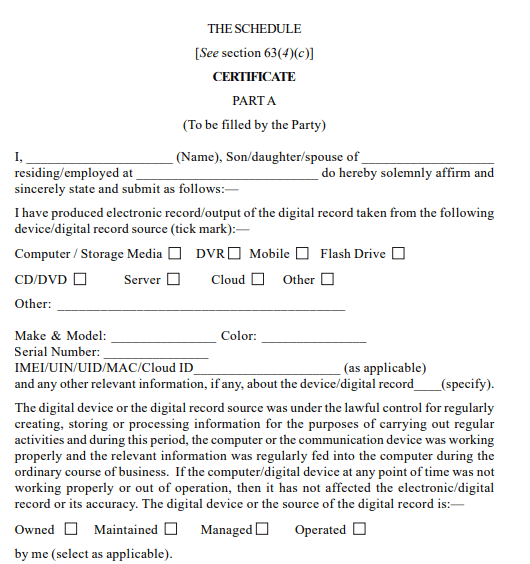 certificate part a